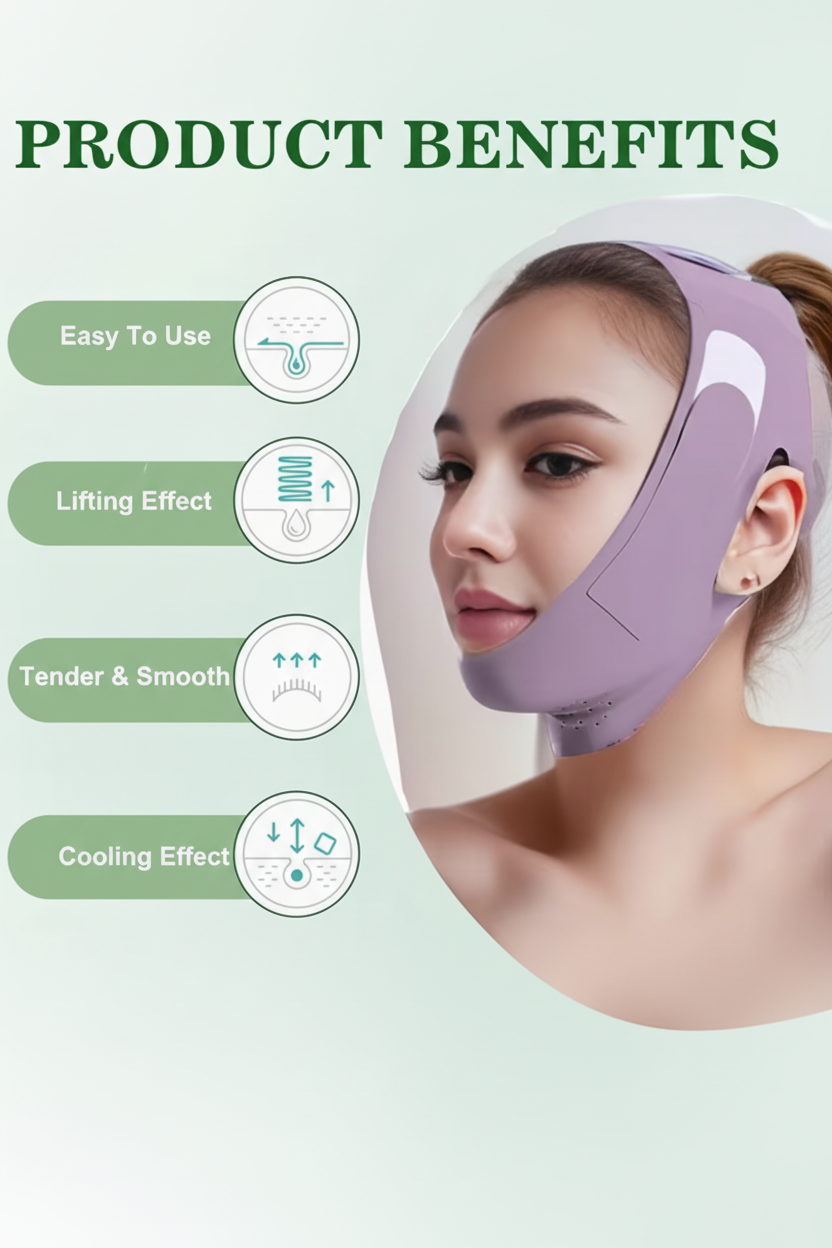 Woman Wearing Face Lifting Mask